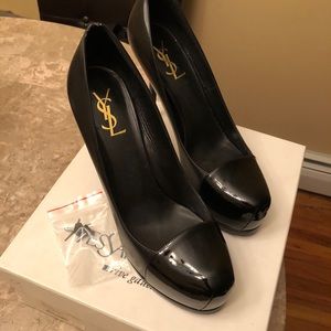 Black leather/patent leather YSL Tribtoo 39.5